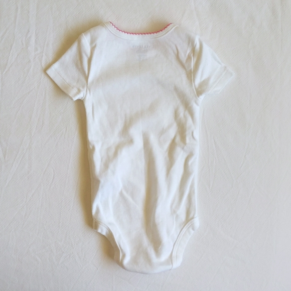 joe fresh 2-pack picot-trimmed pink & white bodysuit diaper shirts 6 months baby - Picture 6 of 7